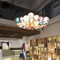 摩爵创意吊灯餐厅儿童房吊灯彩色玻璃球泡泡吊灯球中球双罩玻璃球
