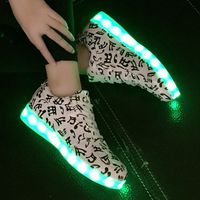 七彩情侣发光鞋男女夜光板鞋USB充电LED灯光荧光鞋系带鬼步舞鞋子