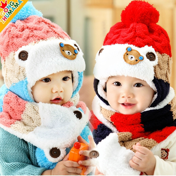 宝宝帽子秋冬天小孩套头帽6-12个月儿童帽1-2岁婴儿毛线帽男女童