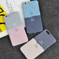 韩国原创 苹果iphone6简约手机壳 5.5plus磨砂保护套 创意拼色6s
