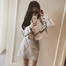 2016秋季新款女装韩版小香风半身裙套装小西装短外套两件套时尚潮