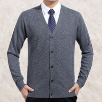 男士羊毛衫2015冬新款中老年羊绒开衫大码爸爸装加厚毛衣外套上衣