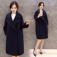 2015秋冬季新款女装大码韩版中长款加厚茧型毛呢外套女呢子大衣潮