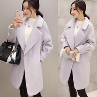 2015冬装新款女装大码韩版中长款茧型加厚夹棉毛呢外套女呢子大衣