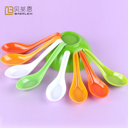 彩色密胺餐具仿瓷勺子 中式勺弯钩勺功夫更配套塑料小勺子