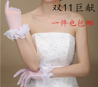 白色短款蕾丝新娘手套 结婚露指婚纱手套 婚纱礼服配饰