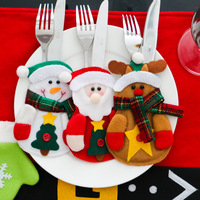 圣诞节用品餐厅蛋糕甜品店布置老人麋鹿刀叉袋学生创意装饰餐具套