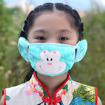 冬季儿童口耳罩 防尘防病菌保暖口罩耳罩二合一开通纯棉护耳包邮