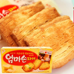 韩国进口零食品 Lotte乐天牌妈妈手派酥性饼干127g 休闲糕点