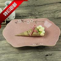 雪花瓷日式和风餐具釉下彩陶瓷盘子家用创意菜盘韩式鱼盘餐盘特价