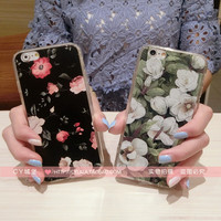 苹果6手机壳iphone6 plus全包浮雕花朵女潮5.5保护套外壳软边