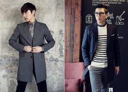2016韩国春季新款西装男士青年修身中长款西服商务休闲男外套