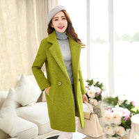 2015新款韩版冬季潮女装修身显瘦中长款加厚羊毛呢子风衣外套大衣