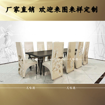 新中式家具餐椅明清古典布艺休闲椅酒店会所餐厅实木餐桌椅定制