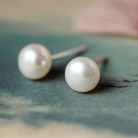 天然淡水珍珠耳钉925银珍珠耳环气质时尚韩版耳环防过敏银饰品