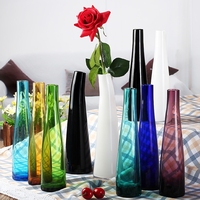 包邮平口透明单支玻璃花瓶简约时尚家居酒店装饰餐桌台面摆台花瓶