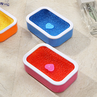 创意时尚圆形心形方形双层沥水香皂盒 可爱卡通海绵肥皂盒肥皂架