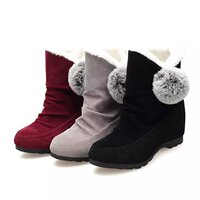 2015秋冬新款女靴子低跟短靴欧美磨砂圆头套筒马丁靴内增高雪地靴