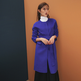 欣泽希2015秋装新品大牌女装双面羊毛呢子外套薄款呢子大衣女