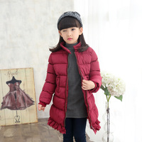 中小童女童冬季外套2015童装新款韩版中长款棉袄儿童黑色学生棉衣