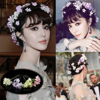 清新森女韩式新娘头饰范冰冰花仙子小花朵头发饰新娘盘发发簪头花
