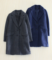 120836 日本 订单 藏青/深灰色 两粒扣切斯特西装毛呢大衣外套