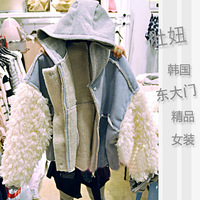 韩国东大门冬季新款羊羔毛拼接麂皮外套女宽松百搭学生棉衣
