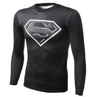 2016春装运动紧身t恤男长袖superman超人紧身衣健身衣高弹速干t恤