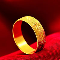 镀金戒指情侣喷沙结婚欧币首饰品 18k仿黄金米字花不过敏生日礼物