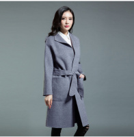 2015秋冬新款欧美高端修身纯手工双面呢羊绒大衣长款女呢外套