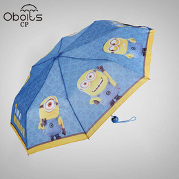 Obolts小黄人雨伞卡通可爱三折雨伞直径90成人少年儿童都可用包邮