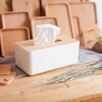 研木日式高档纸巾盒抽纸盒创意橡木盖客厅车用餐巾纸抽盒木制盖子