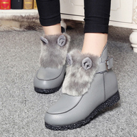 2015秋冬季新款韩版加棉加厚保暖女鞋兔耳朵女靴厚底内增高短靴子