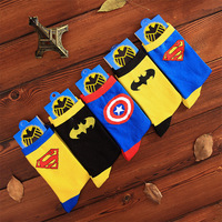 袜子批发 男士超人蝙蝠侠美国队长糖果色全棉中筒男袜子纯棉袜子