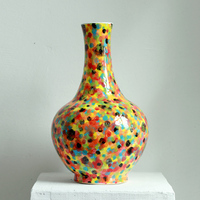 陶艺家陶瓷花瓶手绘居家饰品摆件落地瓷器装饰品台面陶瓷花瓶高档