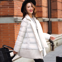 2015冬季韩版斗篷棉衣中长款女西装领宽松面包棉袄服A字裙加厚潮