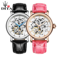 迪塔正品情侣手表对表真皮表带时尚潮流男女士手表男全自动机械表