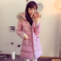 DH522新款冬装2015韩版连帽毛领休闲学生棉衣 修身保暖棉服外套女