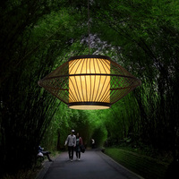 东南亚竹编吊灯新中式现代宜家卧室书房餐厅灯具新古典创意竹子灯