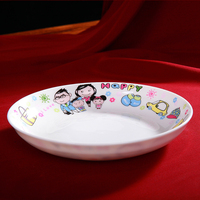 特价包邮盘子陶瓷骨瓷菜盘子卡通一家人创意圆形菜盘饭盘水果盘