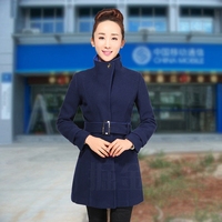 2016新款中国移动工作服羊毛呢子大衣 女 手机营业厅制服外套冬装