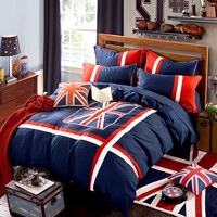 全棉美国国旗四件套 纯棉欧美英伦风格床上用品婚庆4件套