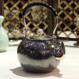 银壶纯银煮水壶纯手工泡茶壶日本纯银999烧水壶茶壶茶具