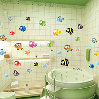 可爱鱼浴室玻璃门窗墙贴纸卫生间防水瓷砖贴画儿童卧室温馨可移除