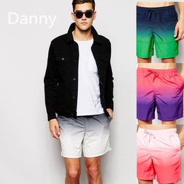 Danny男士时尚速干大码四分渐变色沙滩裤 夏天海边游泳温泉短裤