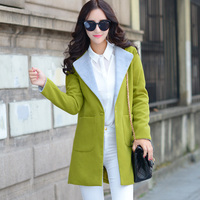 2015秋冬装新款韩版女装修身中长款翻领风衣外套呢子大衣外套女