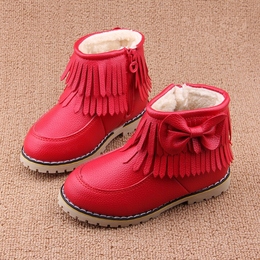 女童皮鞋靴子短靴宝宝儿童棉靴流苏鞋2015秋冬季新款潮1-5-6-9岁