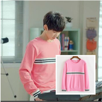 【包邮】TFBOYS王源同款衣服芬达广告同款粉色长袖T恤萌萌哒
