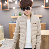 冬季外套男青少年棉衣加厚保暖棉服潮韩版中学生修身立领纯色棉袄