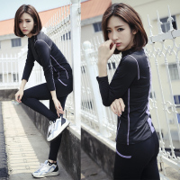韩版2015秋冬新款长袖T恤跑步运动紧身衣女瑜伽健身跳操服套装